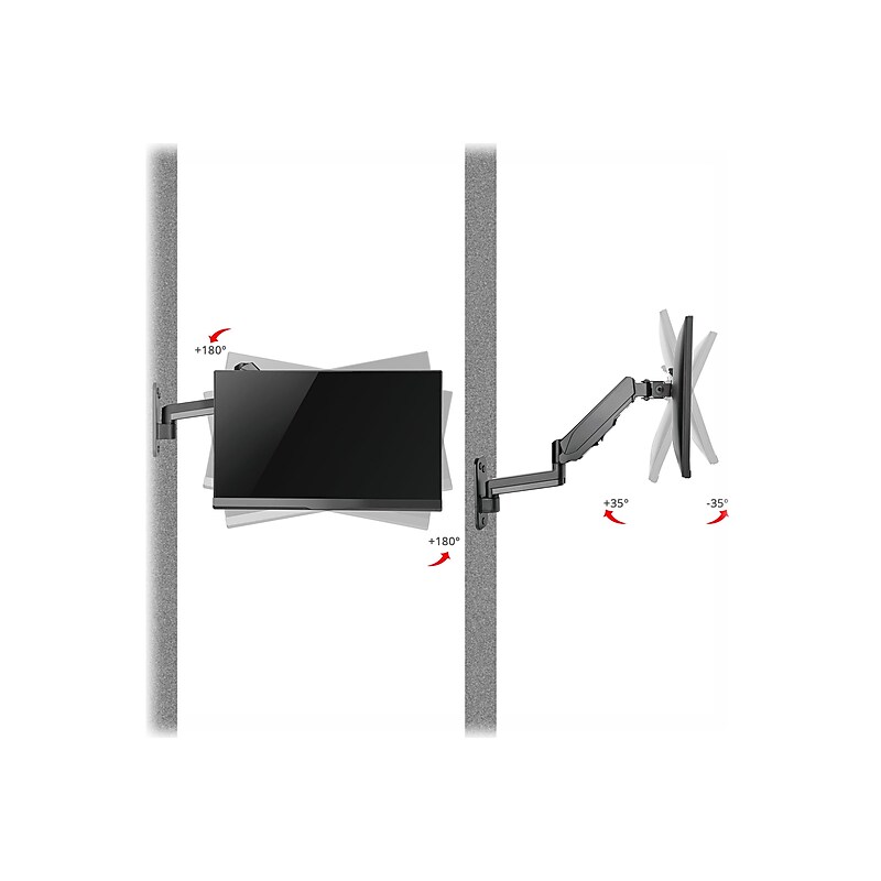 SIIG High Premium Aluminum Gas Spring Wall Mount - Single Monitor Arm, Up to 32", Black (CE-MT2L12-S1) image 1