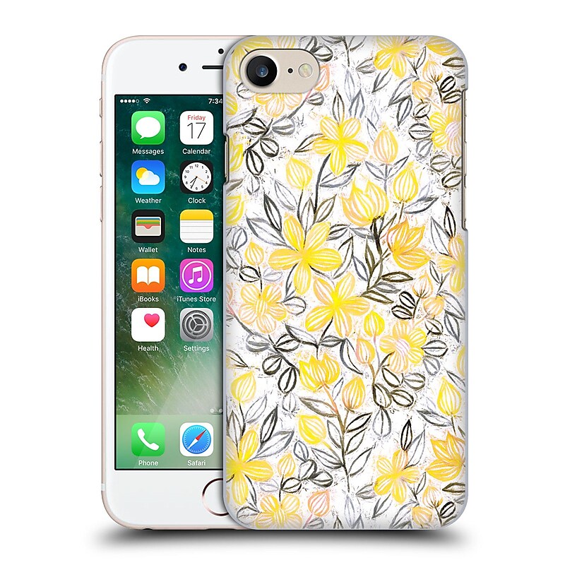 Official Micklyn Le Feuvre Floral Patterns 2 Sunny Yellow Crayon Striped Summer Hard Back Case For Apple Iphone 7 image 1