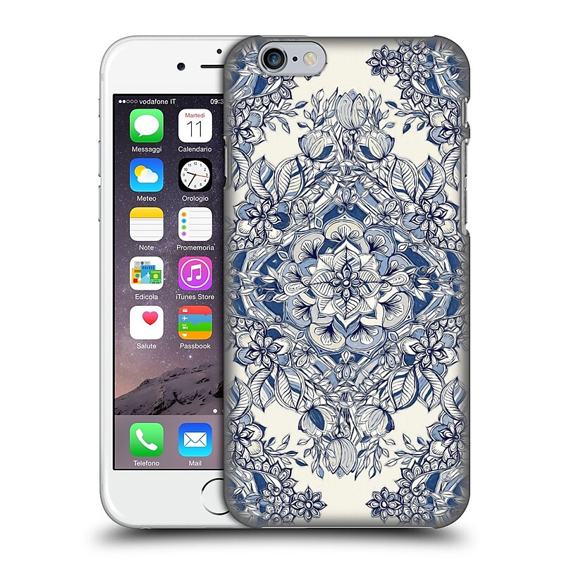 Official Micklyn Le Feuvre Floral Patterns Diamond Doodle In Navy Blue And Cream Hard Back Case For Apple Iphone 6 / 6S image 1