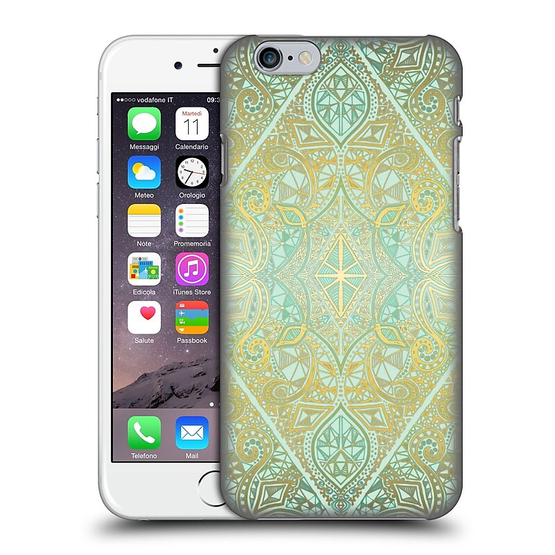 Official Micklyn Le Feuvre Floral Patterns Mint And Gold Hard Back Case For Apple Iphone 6 / 6S image 1
