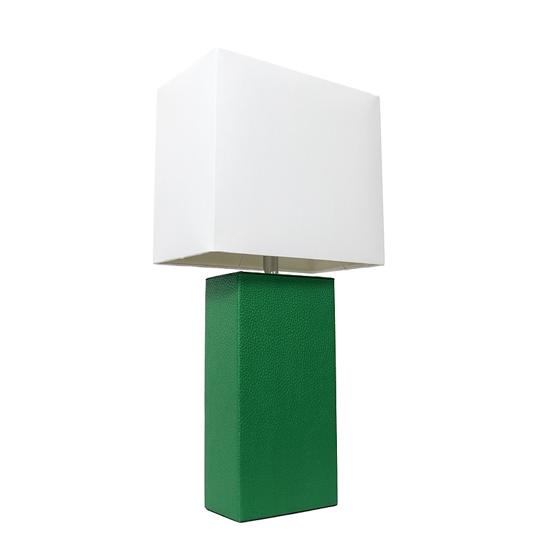 Elegant Designs Incandescent Leather Table Lamp, Green (LT1025-GRN) image 1