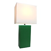 Elegant Designs Incandescent Leather Table Lamp, Green (LT1025-GRN)