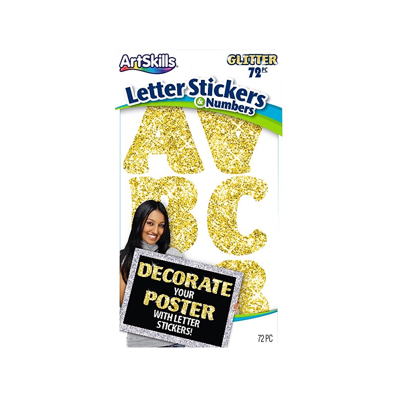 ArtSkills Sparkle Letters and Numbers, Gold 72/Pack image 1
