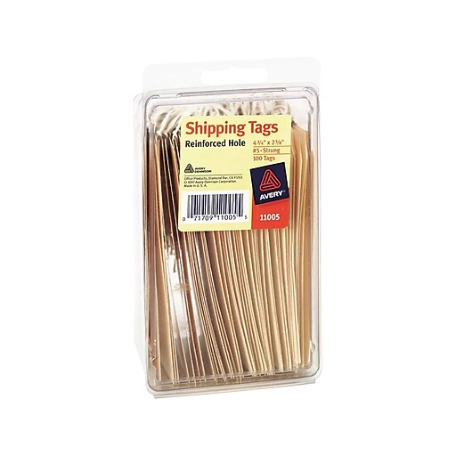 Avery 4.75" Blank Shipping Tags, Manila, 100/Pack (11005) Staples