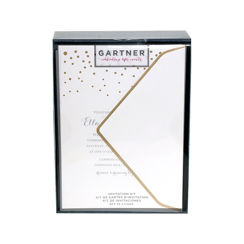 Gartner Studios 5" x 7" Dots Invitations, Ivory/Gold, 25/Pack image 1