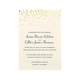 Gartner Studios 5" x 7" Dots Invitations, Ivory/Gold, 25/Pack