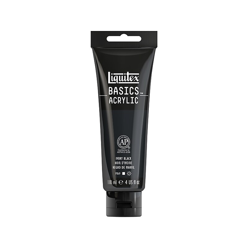 Liquitex Basics Non Washable Acrylic Paint, Ivory Black, 4 Oz. (1046244) image 1
