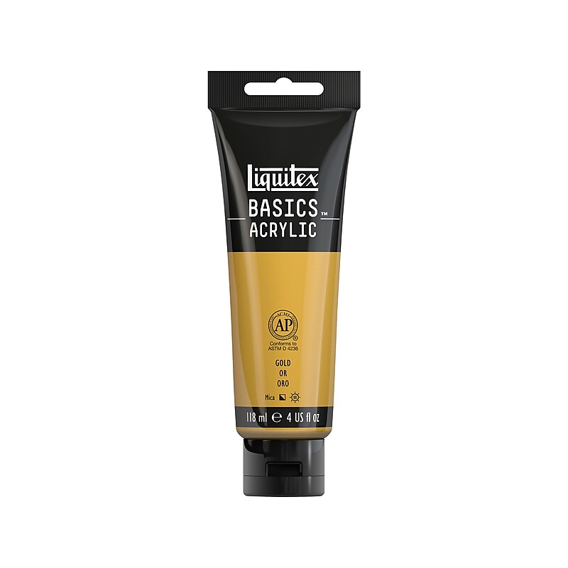 Liquitex Basics Non Washable Acrylic Paint, Gold, 4 Oz. (1046234) image 1