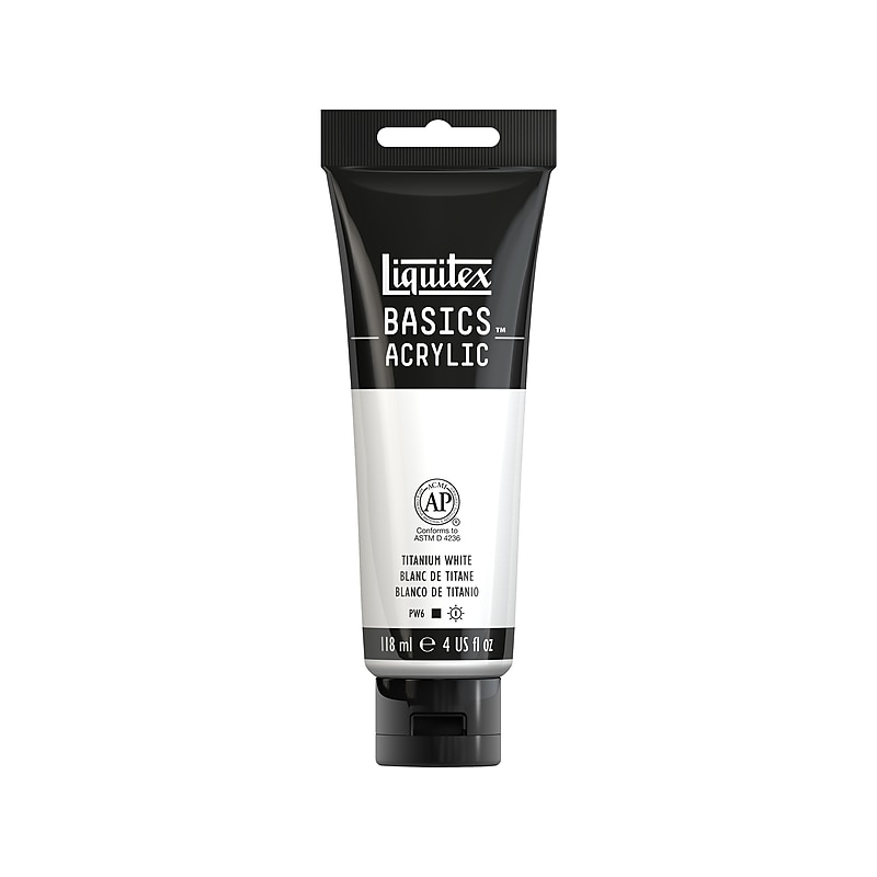 Liquitex Basics Non Washable Acrylic Paint, Titanium White, 4 Oz. (1046432) image 1