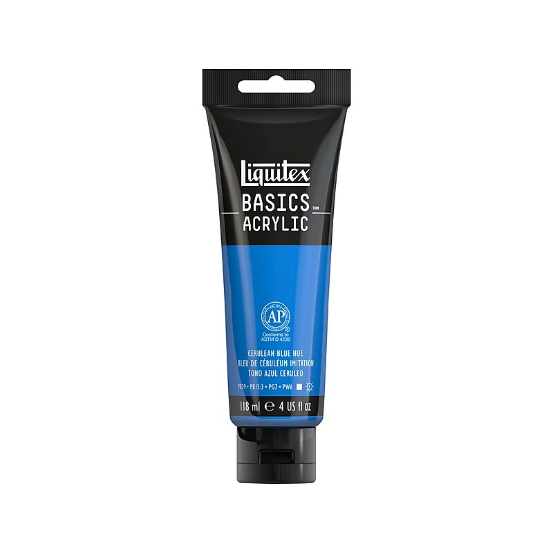 Liquitex Basics Non Washable Acrylic Paint, Cerulean Blue Hue, 4 Oz. (1046470) image 1