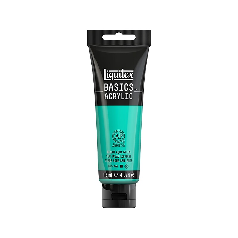 Liquitex Basics Non Washable Acrylic Paint, Bright Aqua Green, 4 Oz. (1046660) image 1