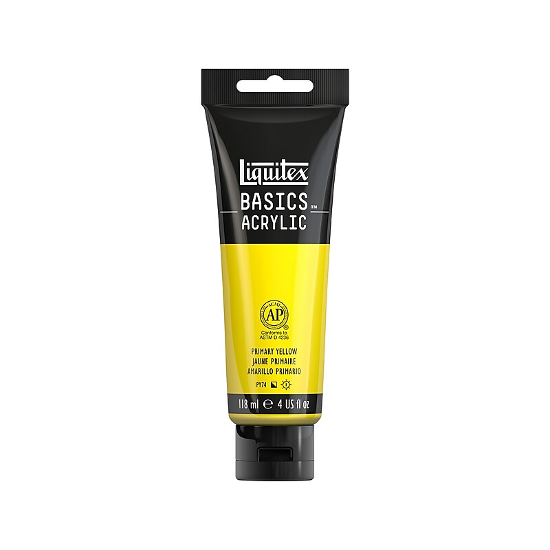 Liquitex Basics Non Washable Acrylic Paint, Primary Yellow, 4 Oz. (1046410) image 1