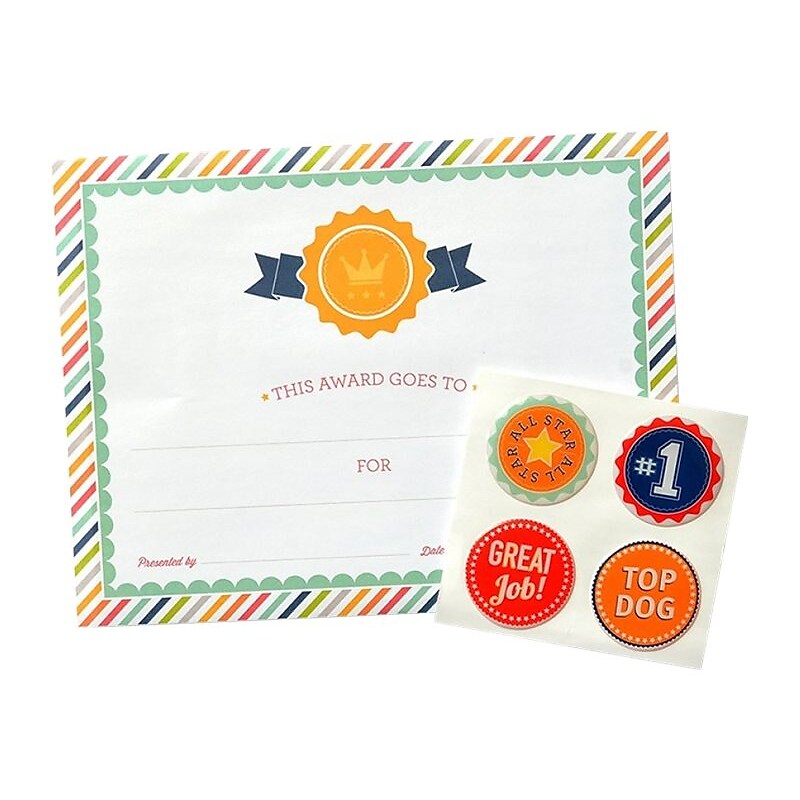 Gartner Studios Certificates, 8.5" x 11", Orange/Blue/White/Green, 12/Pack (73865) image 1