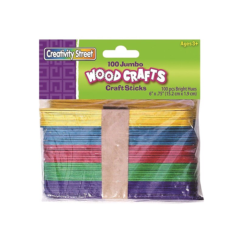 Creativity Street Jumbo Craft Sticks, Assorted Colors, 100/Pack (HB 3676-02) image 1