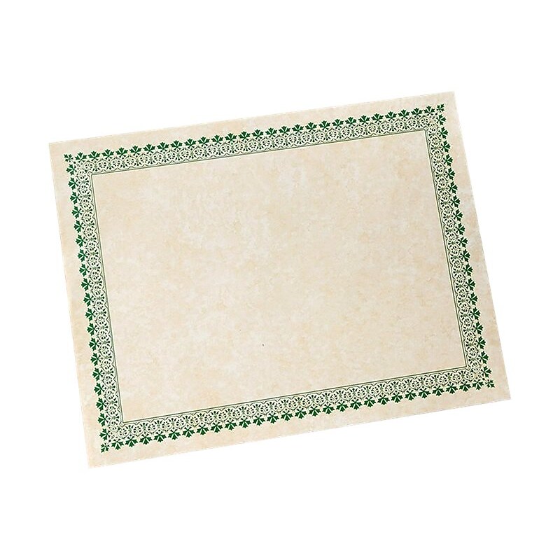 Gartner Studios Certificates, 8.5" x 11", Green Border/Ivory, 100/ Pack (35593) image 1