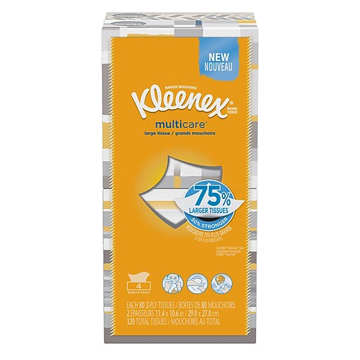 Kleenex multicare Facial Tissues; 80 Tissues per Box, 4 pack at Staples