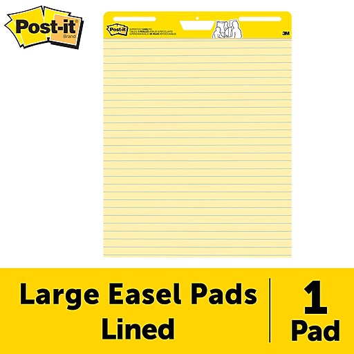 Postit® Super Sticky Easel Pad, 25" x 30", Yellow with Lines, 30