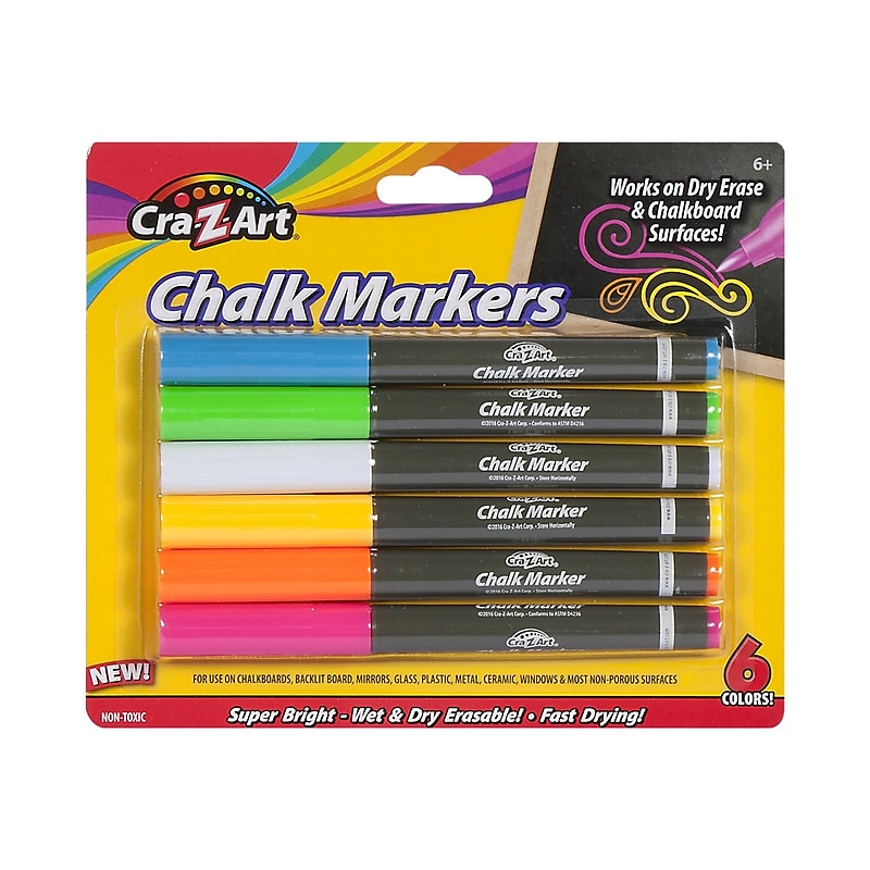 Cra-Z-Art Chalk Markers, Assorted Colors, 6/Pack (10873-48) image 1