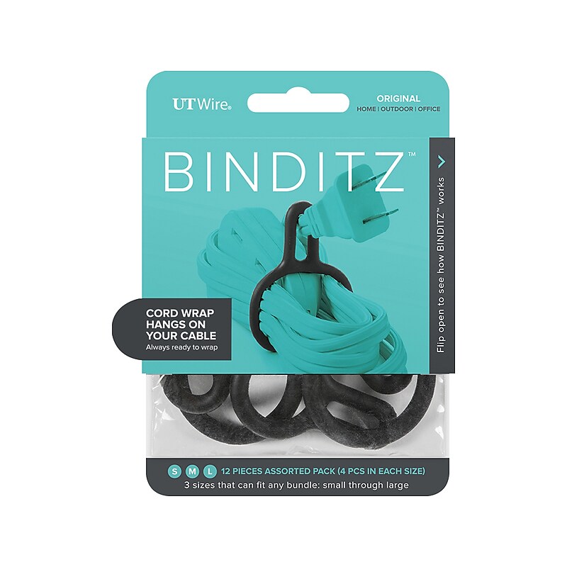 UT Wire Binditz Original Silicone Cable Wraps, 1.61"/1.91"/2.28", Black (UTW-R12-BK) image 1