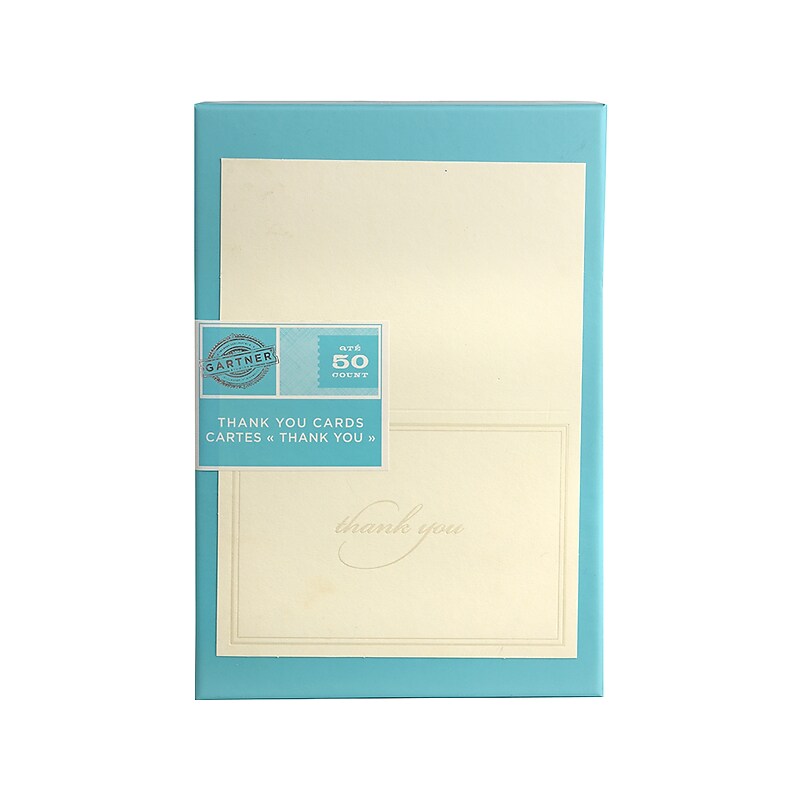 Gartner Studios Matte Thank You Notecards, Ivory/Pearl, 50/Pack (61505) image 1