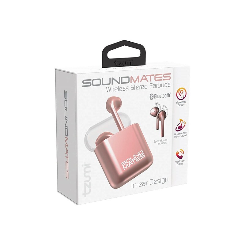 Tzumi SoundMates Wireless Bluetooth Stereo Headphones, Rose Gold (6290ST) image 1