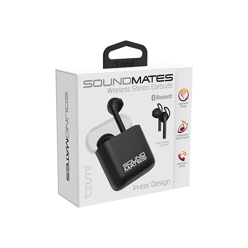 Tzumi SoundMates Wireless Bluetooth Stereo Headphones, Black (6289ST) image 1