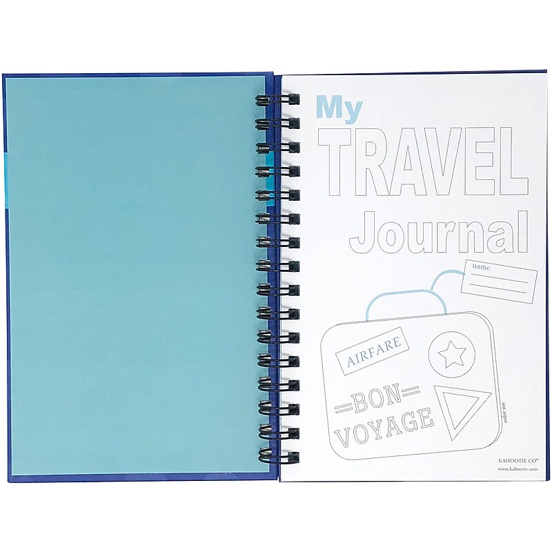 Kahootie Co. Travel Journal For Kids Hardcover Journal, 5.5" x 8.5", Wide Ruled, Royal Blue, 60 Pages (TRAVB-H) image 1