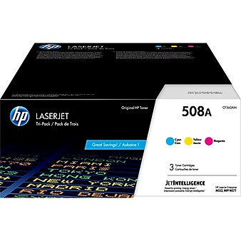 HP 508A Cyan/Magenta/Yellow Standard Yield Toner Cartridge, 3/Pack (CF360AM)