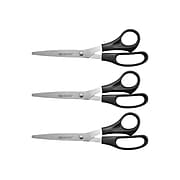 Westcott All Purpose 8" Stainless Steel Multipurpose Scissors, Pointed Tip, Black, 3/Pack (16907)