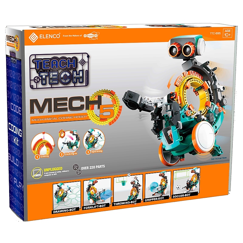 Elenco Teach Tech Mech-5 Mechanical Coding Robot, 220 Pieces (EE-TTC895) image 1
