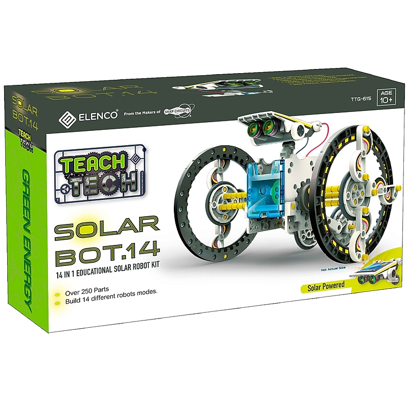 Elenco Teach Tech SolarBot.14 Solar Robot Kit, 250 Pieces, Blue/Yellow (EE-TTG615) image 1