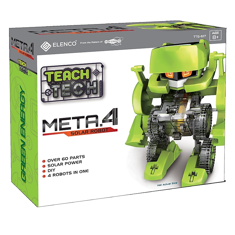 Elenco Teach Tech Meta.4 Solar Robot, 60 Pieces, Lime Green (EE-TTG617) image 1