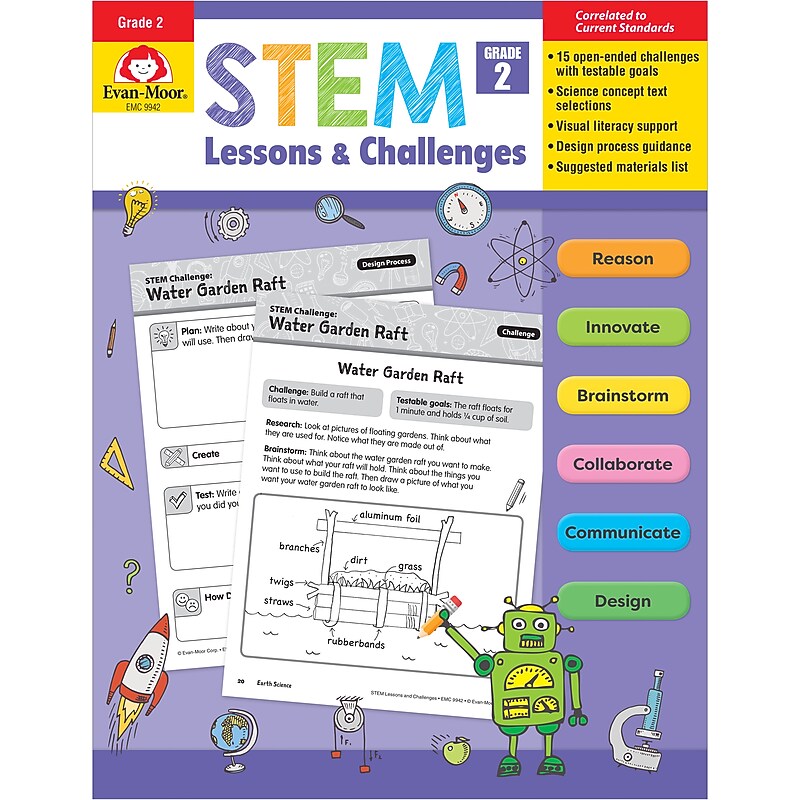 Evan-Moor STEM Lessons and Challenges, Teacher Reproducibles, Grade 2 (EMC9942) image 1
