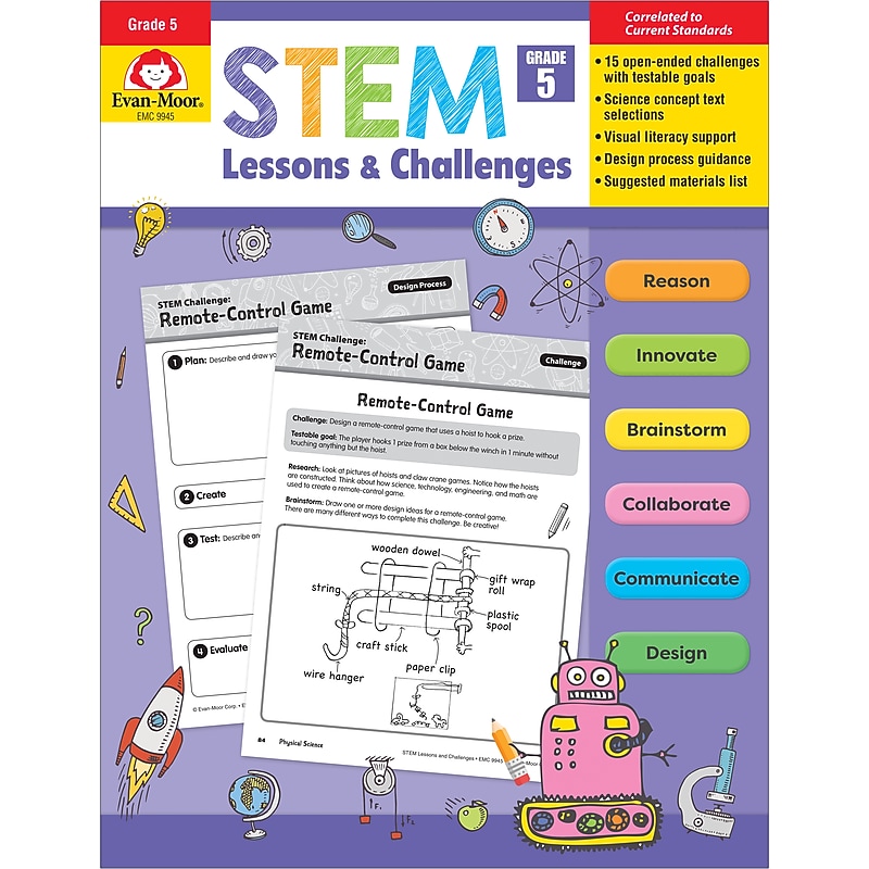 Evan-Moor STEM Lessons and Challenges, Teacher Reproducibles, Grade 5 (EMC9945) image 1