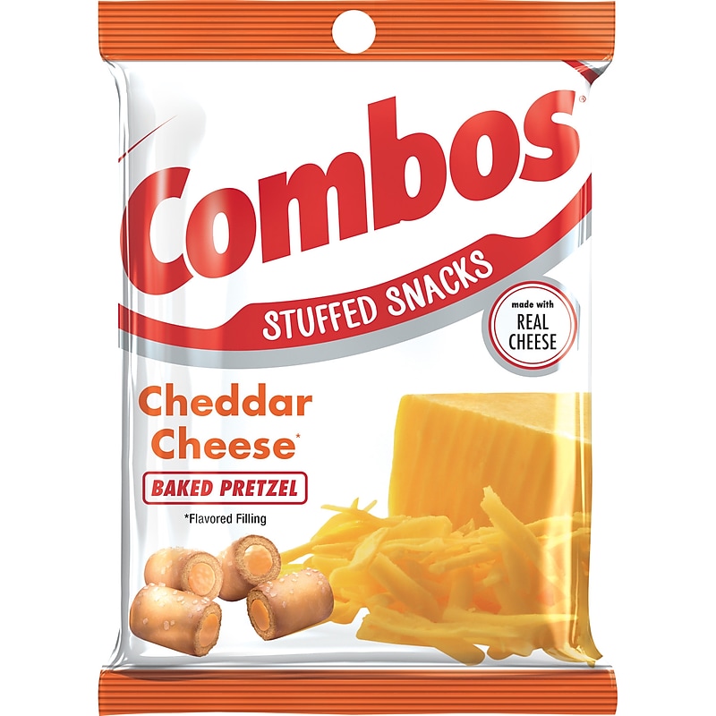 Combos Cheddar Cheese Pretzel Baked Snacks 6.3 oz. Bags, 12 Bags/Carton (42005) image 1