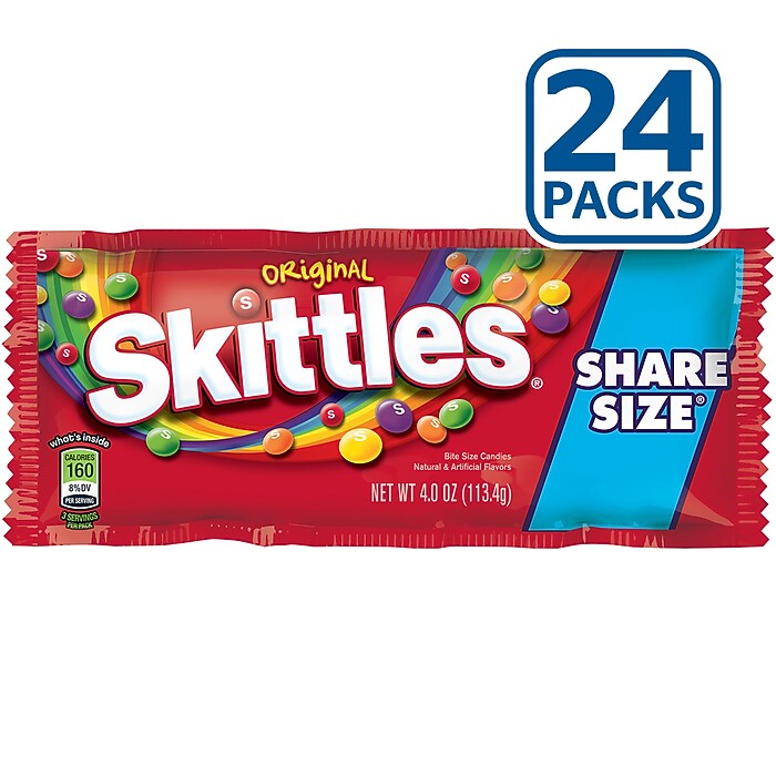 Skittles Original Fruit Flavored Candy, 4 oz, 24/Box (MMM04460