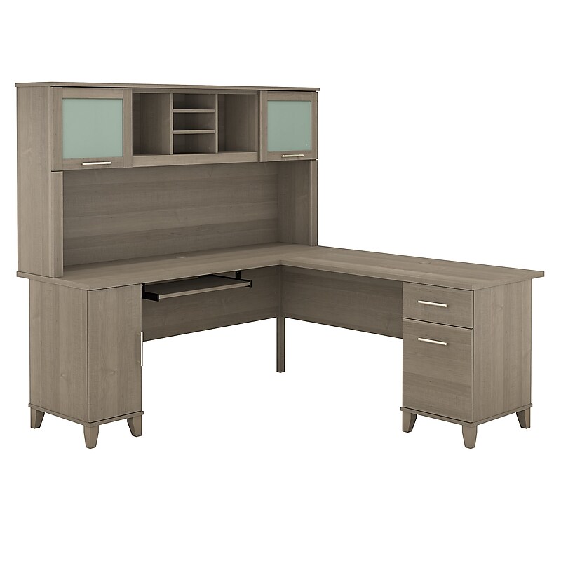 Bush Furniture Somerset 72"W L Shaped Desk with Hutch, Ash Gray (SET001AG) image 1