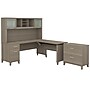 Bush Furniture Somerset 72"W 3 Position Sit to Stand L Shaped Desk with Hutch and File Cabinet, Ash Gray (SET016AG)~#|#~sp58434561_sc7