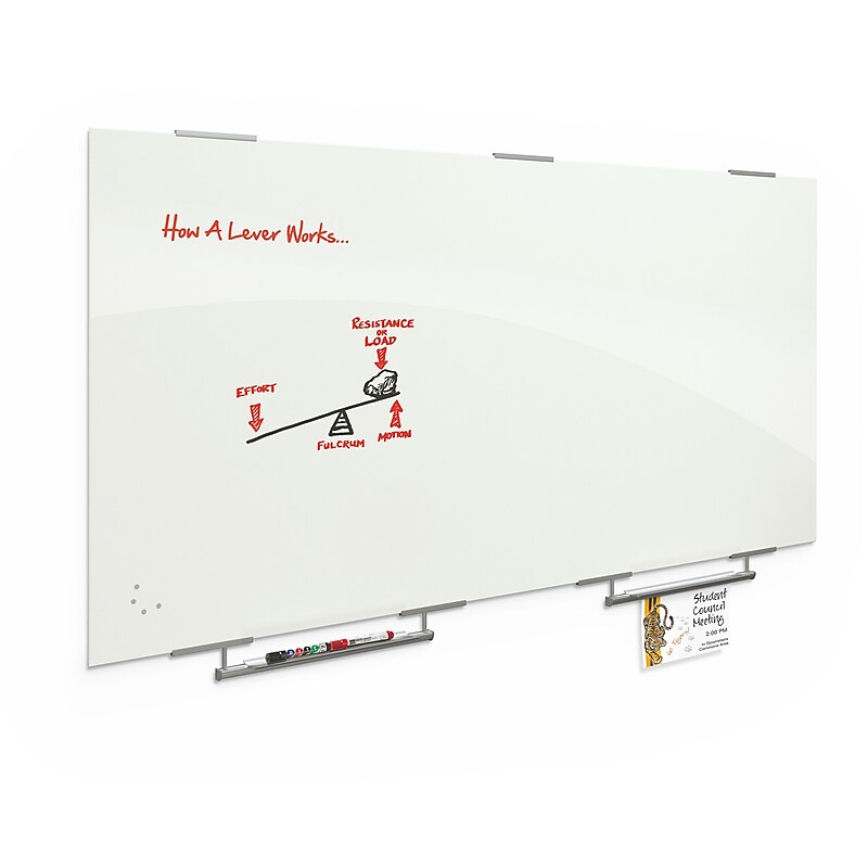 Best-Rite Visionary Magnetic Glass Dry Erase Whiteboard with Exo Tray System, 47.24" x 94.49", White (83846-2X576) image 1