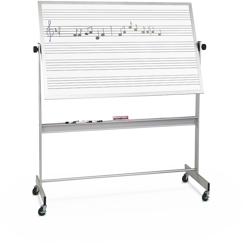 Best-Rite Dual Sided Music Line Deluxe Reversible 4' x 8' Mobile Whiteboard (668AH-MM) image 1