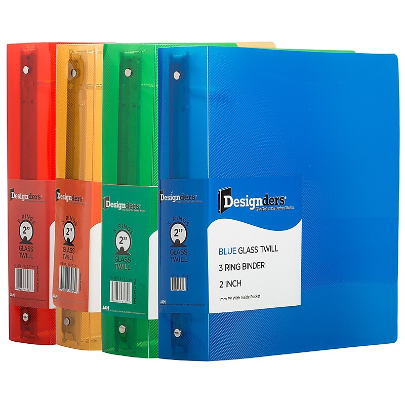 JAM Paper Designders 2" 3-Ring Non-View Binders, Assorted, 4/Pack (820T2ASSRT) image 1