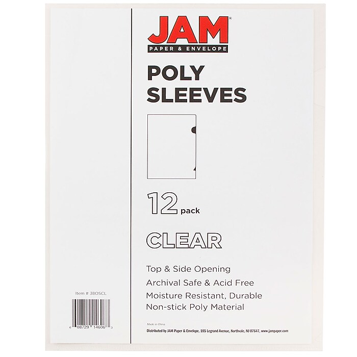JAM Paper® Heavyweight Plastic Sleeves, 9