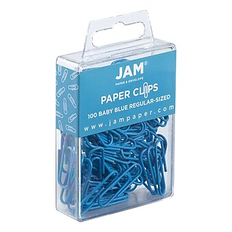 JAM Paper Small Paper Clips, Baby Blue, 100/Pack (22181933)