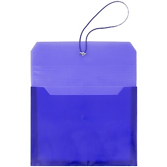 JAM Paper® Plastic Expanding Envelope, Elastic Closure, 9.75" x 13" w/ 2" Expansion, Blue (218E25BU)