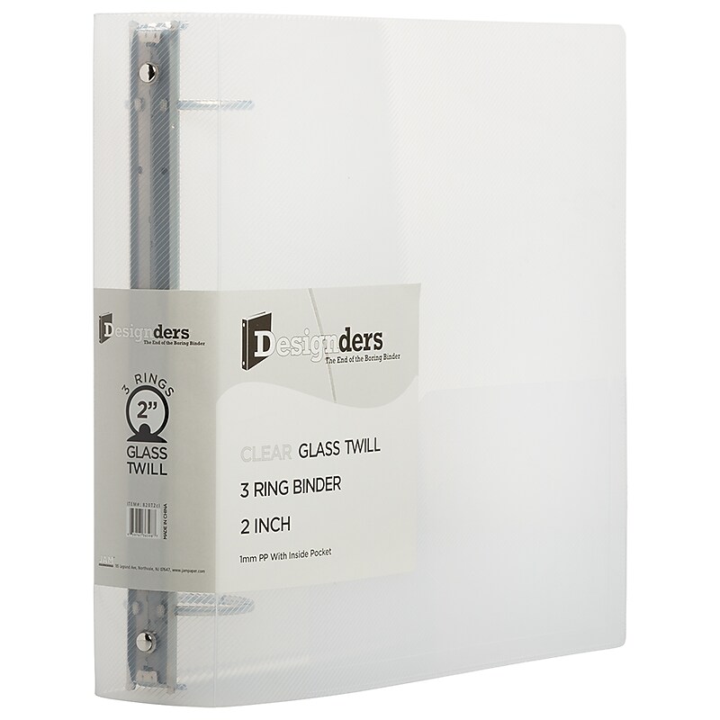 JAM Paper Designders 2" 3-Ring Flexible Poly Binders, Clear (820T2CL) image 1