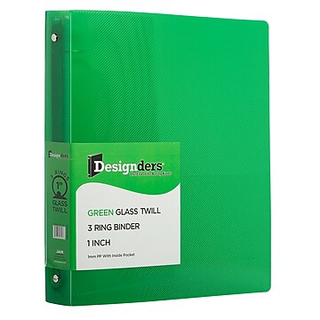 Jam Paper & Envelope, Plastic 3 Ring Binder- 1 inch, Green