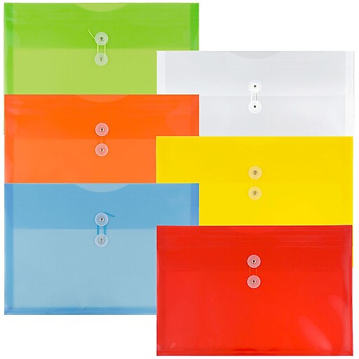 JAM PAPER Plastic Filing Envelopes with Button & String Tie Closure ...
