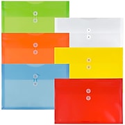 JAM PAPER Plastic Filing Envelopes with Button & String Tie Closure, Legal Size, Assorted Colors, 6/Pack (219B1RLIGBYORCL)