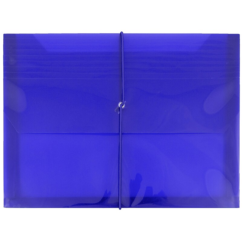 JAM Paper® Plastic Expanding Envelope, Elastic Closure, 9.75" x 13" w/ 2" Expansion, Blue (218E25BU) image 1