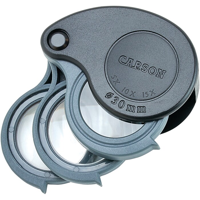 Carson Optical TriView 5x–15x Folding Magnifier, (TV-15) | Staples
